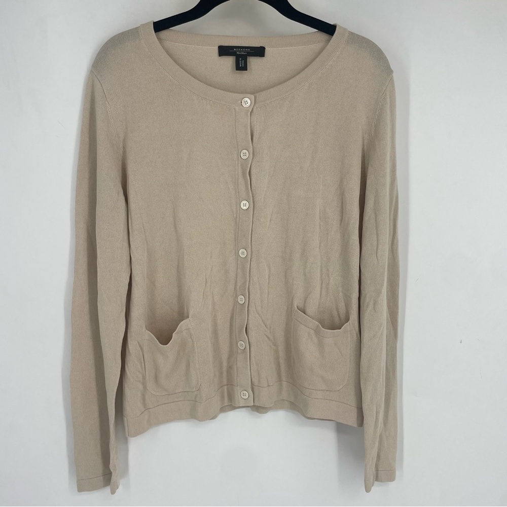 Maxmara Weekend Medium Knit Button Up Sweater Car… - image 2